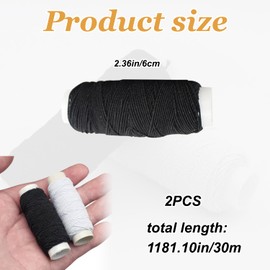 Premium Elastic Sewing Thread 2-Pack, 30m Each – Strong & Durable for Sewing Machines, Crafts, Stretchy Clothing, and More