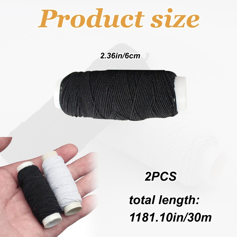 Premium Elastic Sewing Thread 2-Pack, 30m Each – Strong &