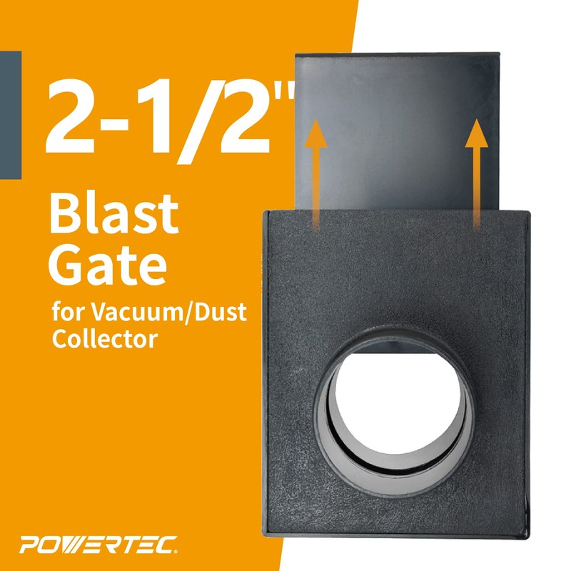 POWERTEC 70133V 2-1/2" Blast Gate for Dust Collector, Dust Collection