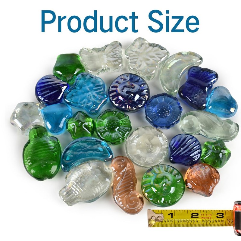 VIOCIWUO Glass Pebbles for Decorative 1LB, Flat Marbles Glass Beads