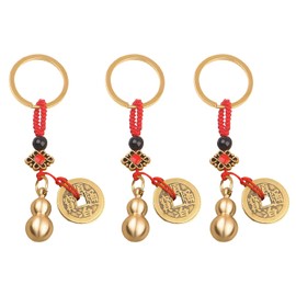 XNHIU Chinese Feng Shui Gourd Keychains Knot Lucky Coins Lucky Gourd Ornament Pendant Key Rings Good Luck Decorations for Wealth Success Symbolizes (3)