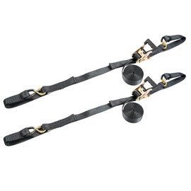 ShockStrap Ratchet Strap Tie-Down, 1.5"" x15' 1,000lb WLL Heavy Duty Tie-Down 2 Pack, Soft Ties, Axle Straps, ShockStrap Bungee Attachment Points, Polyester Webbing, Black