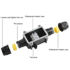 COMOPEZ Junction Box 2 Way Underground Electrical Junction Box Watherproof Box for Outdoor IP68 Waterproof Junction Box Cable Connector Wire Range 5-9MM and 9-12MM(2Pieces)