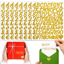 YINBEI 8 Sheets Gold Letter Number Stickers,1 Inch Glitter Vinyl Stick on Alphabet Numbers Stickers Self-Adhesive Small Decals for Graduation Cap,Water Bottles,Scrapbooking,DIY Crafts,Mailbox(Gold)