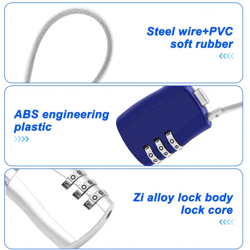 MEIRIYFA Combination Lock 3 Digit Cord Password Padlock Outdoor Waterproof