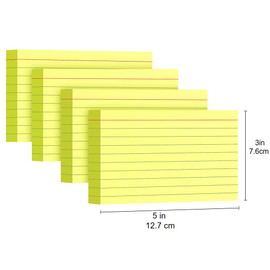 YIZUUN Yellow Index Cards 3x5, 200 Pack, Ruled Index Cards, Flash Cards for Studying, Heavy Note Cards for Office, Home and School, 4 Packs of 50