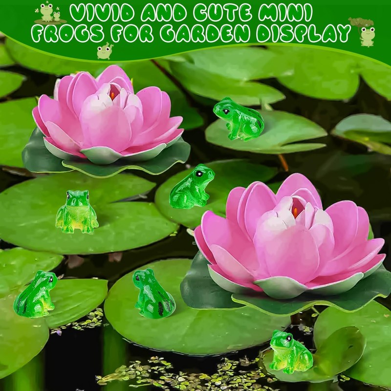 SYOZPXY 60 Mini Resin Frogs, Miniature Green Resin Frog Statues,