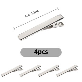 Luckious 4PCS Men's Tie Clip Set - 6CM Classic Necktie Bar Clasp & Tie Pin for Long Styles, Necktie Wedding Business Clips - Sleek and Stylish Tie Bar Clip Set (Sliver)