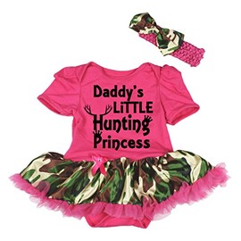 Petitebella Daddy's Little Caza Princesa Rosa Hot Body Tutu Vestido de bebé Nb-18m, Hot Pink, 3-6 Meses