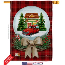 Angeleno Heritage Winter Time Garden House Flags Kit Snowman Snowflake Ice Skate Season Wintertime Snow Small Decorative Gift Yard Banner Double-Sided Made in USA 28 X 40