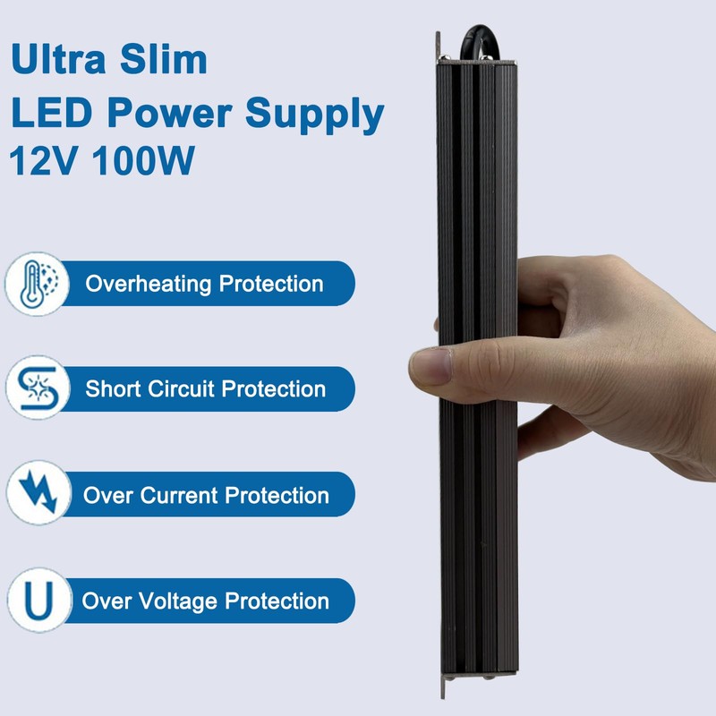12V LED Driver 100W Waterproof IP67 Constant Voltage Slim Power