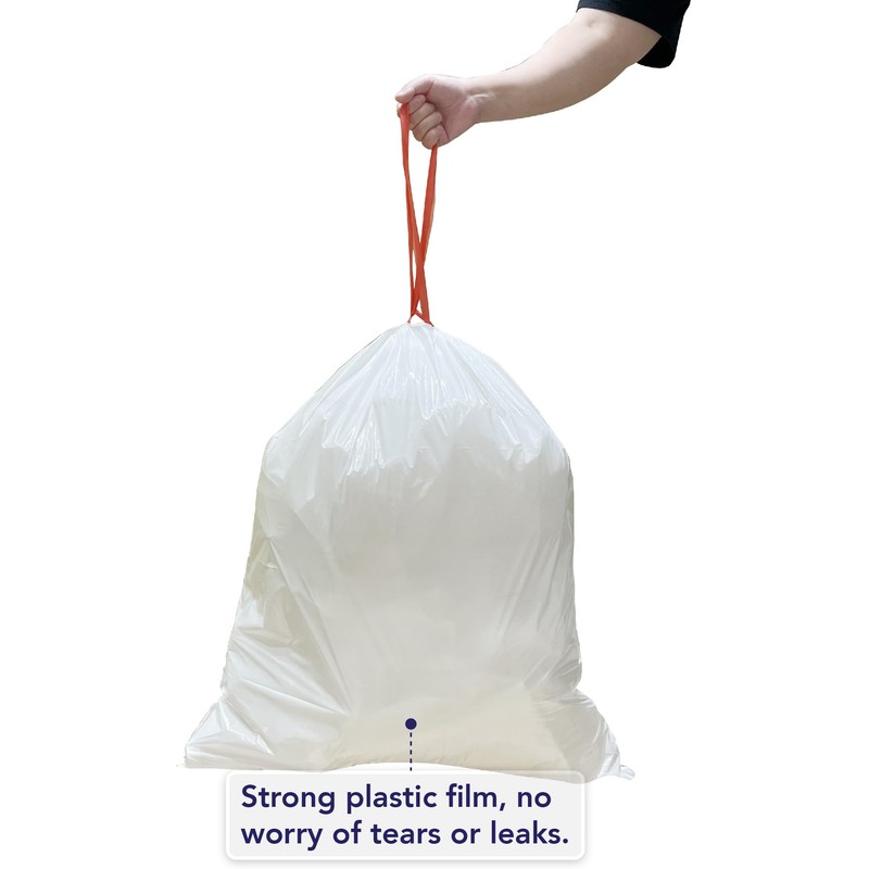 HygiCare Tall Kitchen Drawstring Trash Bags - 13 Gallons, 200