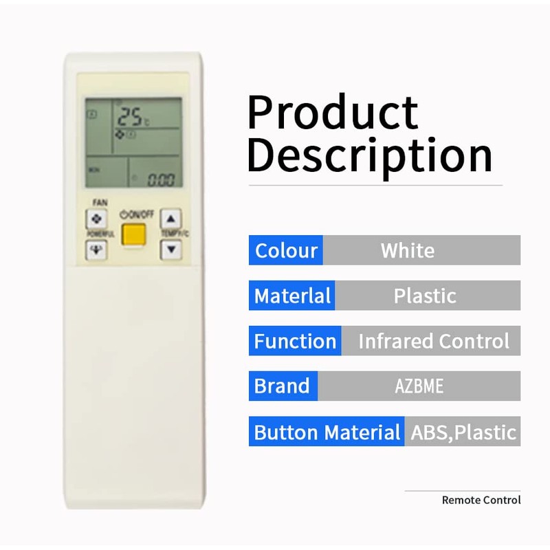 Replacement Remote Control for Daikin Air Conditioner FTXN09KEVJU FTXN24KVJU 2MKS50G2V1B
