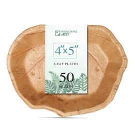 Indochine Art Leaf PLate Made From Seagrape Leaf 4x5 inch | Pack 25 | Premium Disposable Plates | Eco Friendly, Compostable & Biodegradable