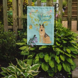 Caroline's Treasures BB7578GF Welcome Friends German Shepherd Garden Flag Mailbox Flag Decorative Yard Flag Banner Outside Patio Artwork Yard Flower Beds, Garden Size, Multicolor