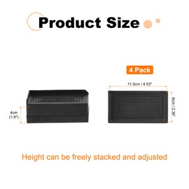 sourcing map 4-Pack Rectangle Bed Risers, 1.6 Inch L-Edge Heavy Duty Adjustable Furniture Risers for Bed Sofa Table and Couch Lift (Black)