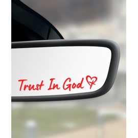 UNLRAE 4PCS Car Stickers,Car Accessories Trust in God Rearview Mirror Sticker,Crystal Christian Sticker,Rearview Mirror Accessories,Car Stickers and Decals,Fit for Most Cars,Trucks,SUVs (Red)