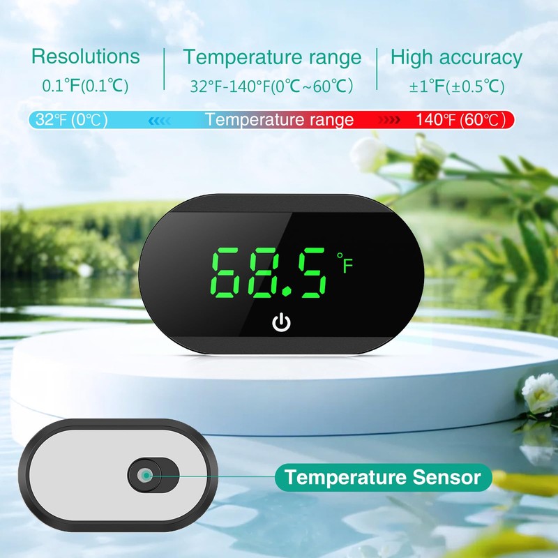 ORIA Aquarium Thermometer Digital, LED Display Fish Tank Thermometer, ℉/℃