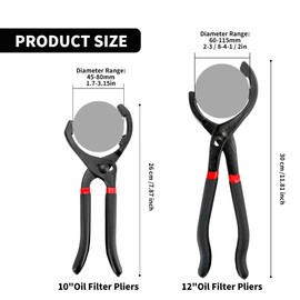 YKUKIZEE 2 Pack 10" and 12" Adjustable Oil Filter Pliers, Oil Filter Wrench Removal Tool, Long Handle Oil Filter Locking Pliers for Car Auto Motorcycle Truck Fittings