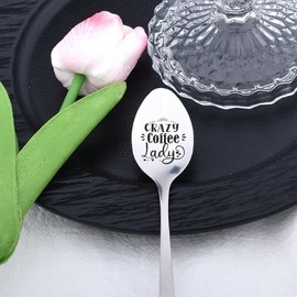 Crazy Coffee Lady Spoon Gifts for Best Friend Christmas Gifts for Daughter Mom Coffee Lover Gifts for Wife Girlfriend Birthday Gift for Coffee Lovers Bestie Sister Coffee Spoon for Girls Women