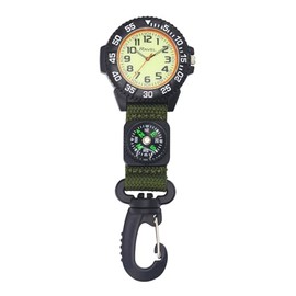 Ravel - Nylon Clip-On Carabiner Watch with Compass and Glow in The Dark Dial - Analogue Quartz - R1108.11 - Green