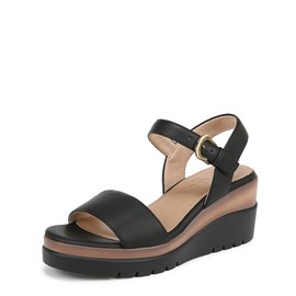 SOUL Naturalizer Womens Graciela Wedge Sandal Black Smooth 7 M