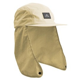 Tillak Chamisa Sun Hat, Lightweight Nylon 5 Panel Cap with Hide-able Neck Shade and Spring Cord (Tan)