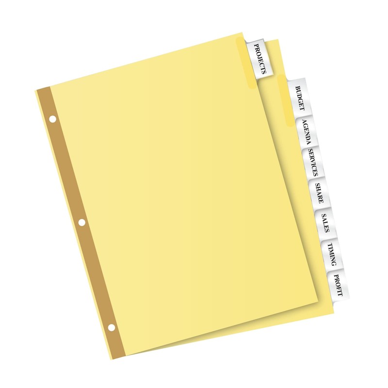 Avery 8-Tab Binder Dividers, Insertable Clear Big Tabs, 1 Set