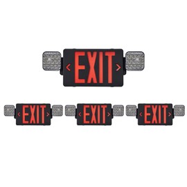 TANLUX Black Exit Sign with Emergency Lights, LED Emergency Exit Light with Battery Backup, UL Listed, AC 120/277V, Commercial Emergency Lights Combo for Business - 4 Pack