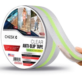 CHESK Grip Tape Clear Glow in The Dark Anti Slip Tape Reflective Waterproof 2 in x30 Ft Indoor/Outdoor Stair treads Non Slip Skateboard Grip Tape Safety Friction Adhesive Shower Floor Grips Stickers