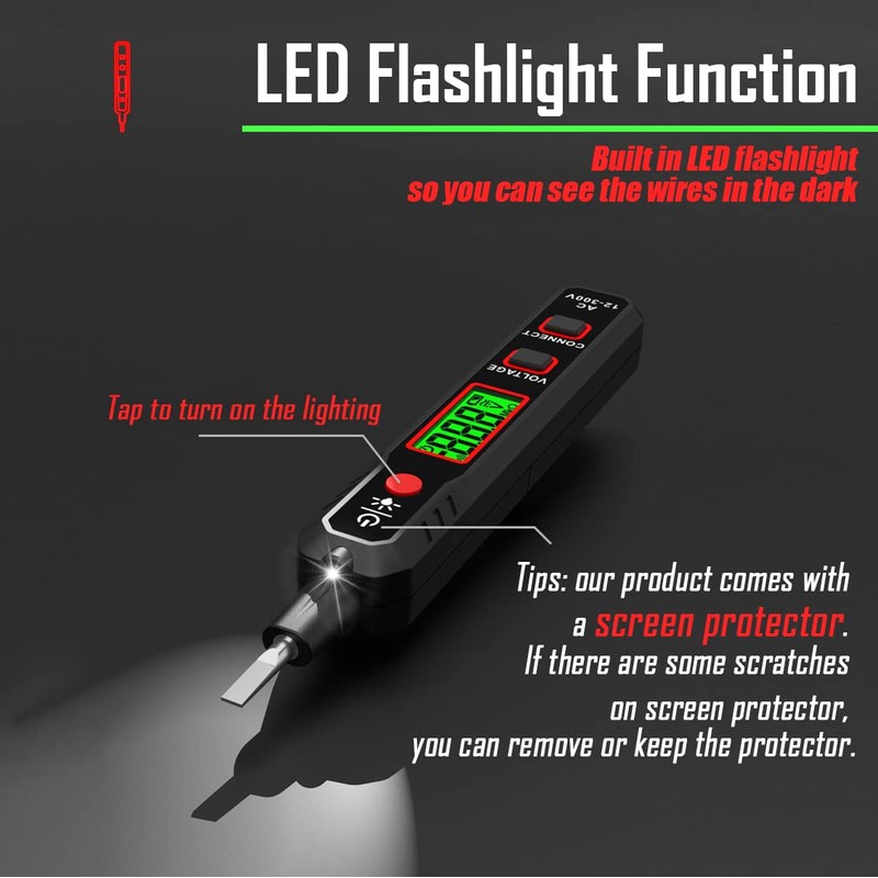 Voltage Tester AC 12-300V Non-Contact & Contact Voltage Detector Electrical