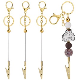 SUNNYCLUE 4Pcs Bracelet Helper Tool Bracelet Fastener Clasps Golden Fastening Clasp Beadable Bar Blanks with Alloy Lobster Clasps Jewellery Helper Tool for Necklace Jewellery Watch Clasps Zippers