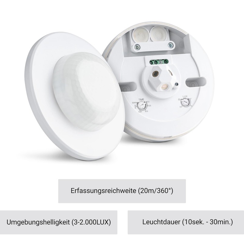SEBSON® Outdoor Motion Detector IP65 Set of 2 Surface-Mounted Ceiling