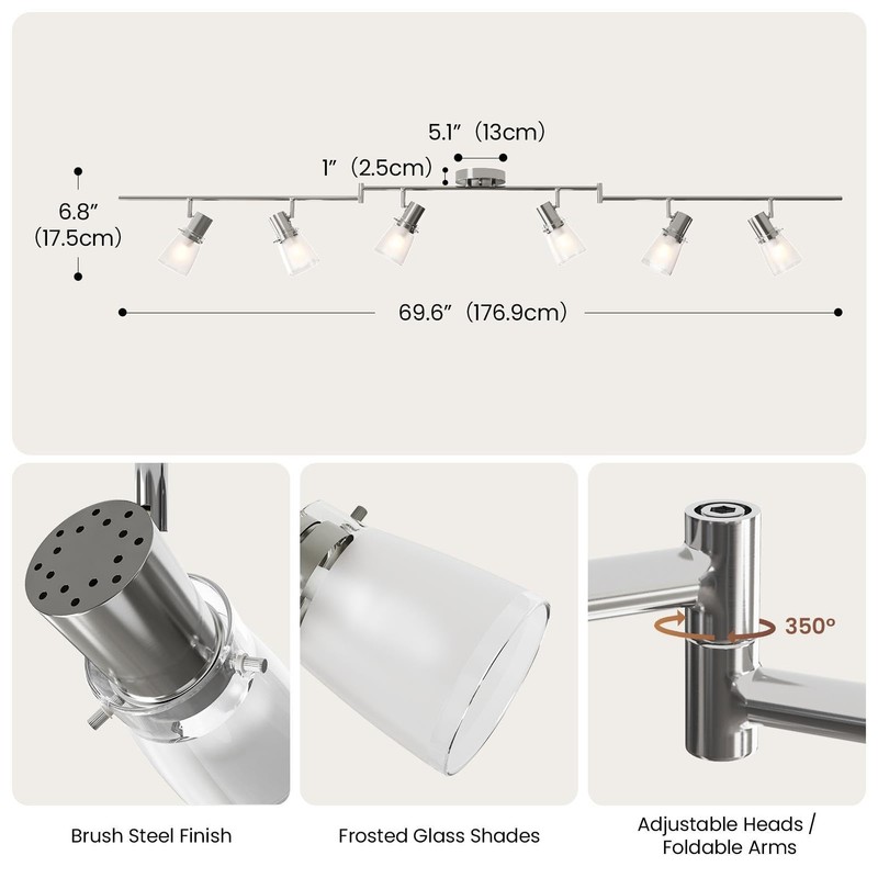 Laite Lumens 69.6” Decorative Track Lighting Kit, Brushed Nickel Finish