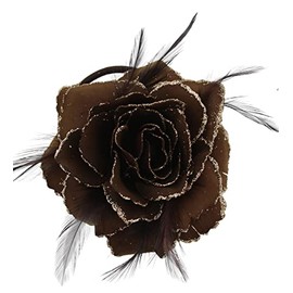 Topkids Accessories Rose Flower Hair Clip Hairband Brooch Safety Pin Hairpin Floral Corsage Fascinator Hair Band Aligator Beak Grip for Women & Girls Wedding Prom Party Special Occasion (Brown)