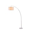 78" Arc Floor Lamp with White Drum Shade, Silver Finish,