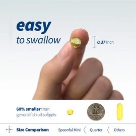 Spoonful Mini Omega 3 Fish Oil, iFOS Certified, 1290 mg Per Serving, 120 Softgels Pearls, Small Size Easy to Swallow Capsules for Women and Seniors, Made in USA