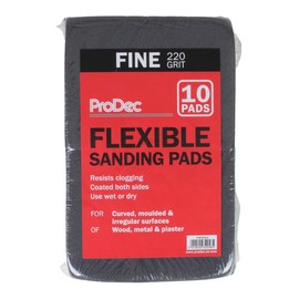 ProDec 10 pk Fine Grit Flexible Foam Filled Sanding Pad for Flat & Curved Wood & Metal Surfaces Including Window Sills, Architraves, Skirting Board, Pipes, Railings, Furniture, Balustrades, Spindles