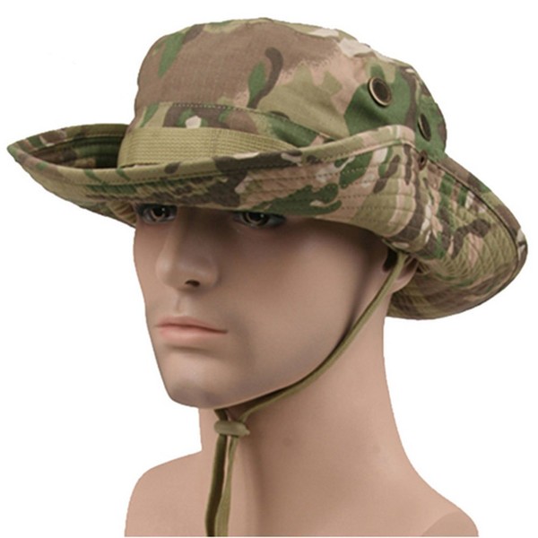 Bakle US Military Boonie Hat, Safari Hat, Jungle Hat, Wide Brim, Camo, Hat with Ventilation Holes, Sun Protection, Fishing, Climbing, Outdoor Use (Multicam)