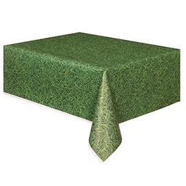 Green Grass Rectangular Plastic Table Cover (137cm x 274cm) 1 Piece - Ideal for Parties and Events