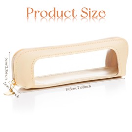 IANFAN Clear Makeup Brush Bag, Waterproof Cosmetic Organizer Pouch with Zipper Portable Travel Mini Cosmetic Bag PU Leather Slim Makeup Case for Home, Office, Travel