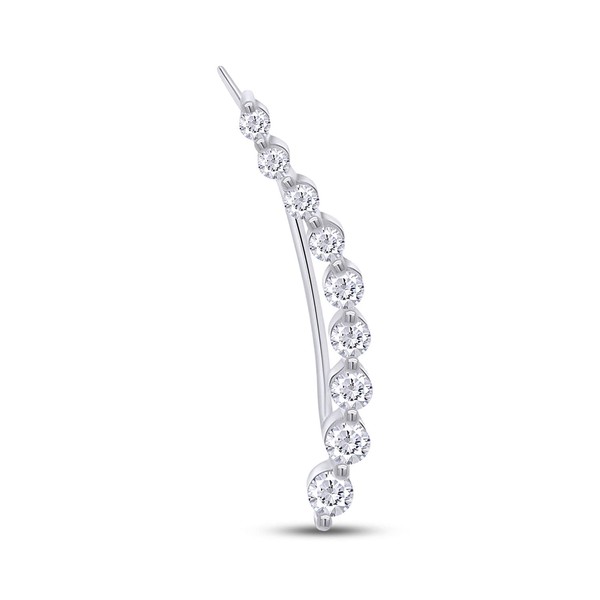 AFFY Floating Curved Bar One Piece Left Ear Crawler Earrings
