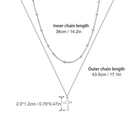 Yimofy Dainty Cross Necklace for Women Silver Plated Layered Cross Pendant Necklaces Minimalist Faith Choker Chain Necklace Jewelry Gifts for Women Girls