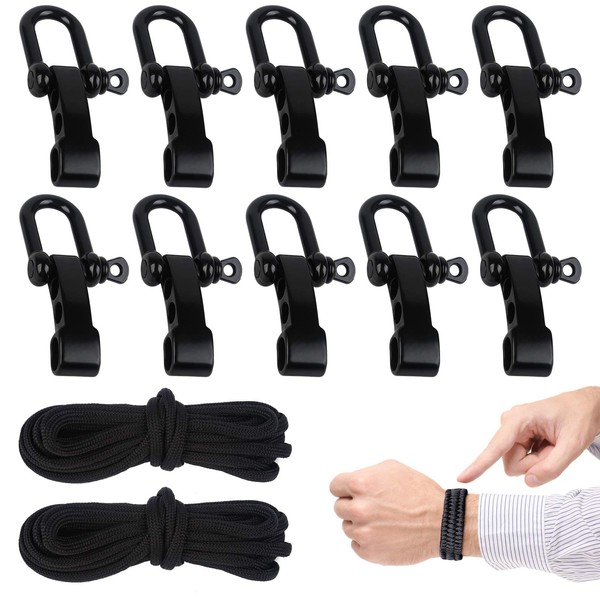 Paracord Bracelet, 10 Pcs Shackle Buckles Are Used To Make Survival Bracelets, Adjustable Survival Bracelet Is Very Suitable For Hiking, Camping And Survival In The Nature