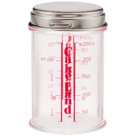 タイガークラウン パウダー缶 クリア 75×120mm 粉糖ふり メタクリル樹脂 ステンレス網 目盛付 カバー付 81