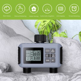 Shrivee Irrigation Computer 2 Outputs, Automatic/Manual Irrigation Control, Garden Watering Timer with LCD Display Watering Timer