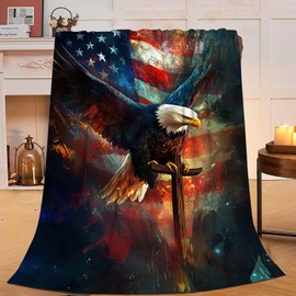Bald Eagle Throw Blanket Eagle American Flag Gifts for Kids Girls Boys Adults Women Men Soft Cozy Warm Plush Fluffy Fuzzy Fleece Blanket Birthday Festival Decor 40''X50''