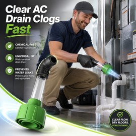 HVAC Drain Line Unclogger for AC Maintenance – Compressed Air Adapter Tool for Condensate Pipe Cleaning