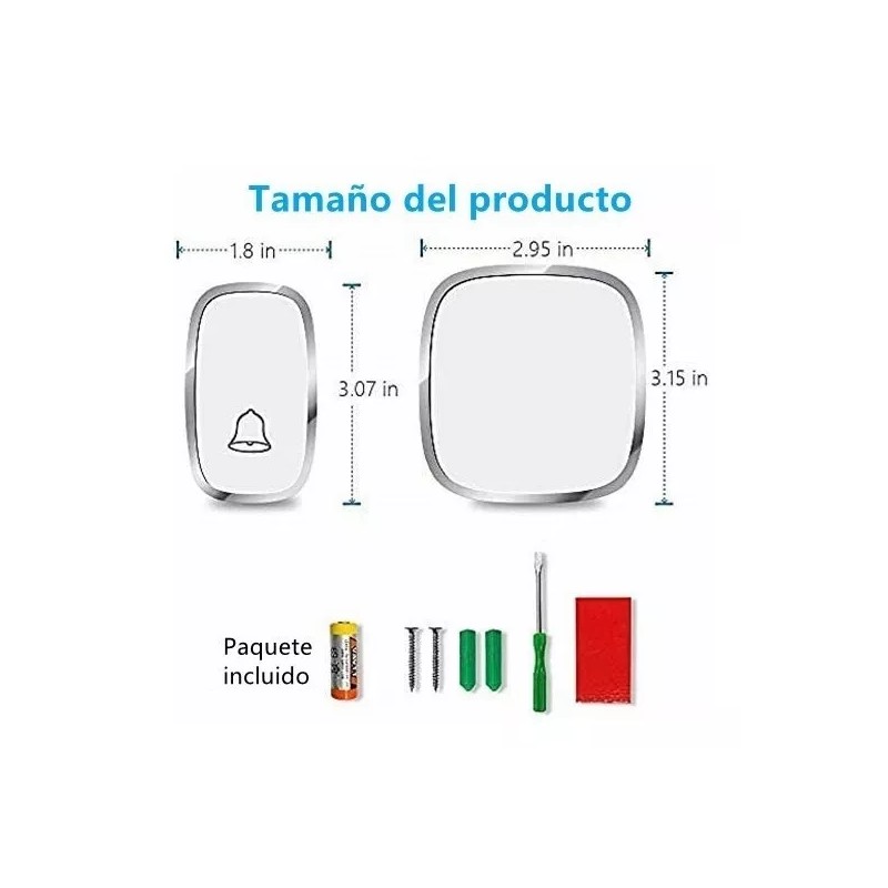Monbelle Timbre Inalámbrico Impermeable Con Luz Led 1 Transmiso 1
