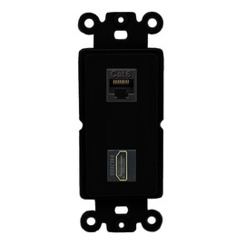 RiteAV 1 Port CAT6 HDMI Coupler Jack Insert Rocker Module Female-Female for Decorative Wall Cover Face Plate [Black]